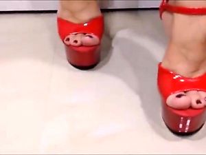 Red Stripper High Heels