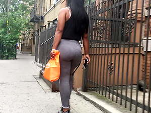 Jiggly Bubble Butt Latina in Grey Spandex